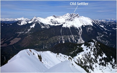 The Old Settler as seen from Mount McNair.